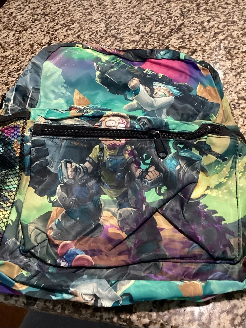Kids Cartoon Adventure Backpack - Green Multi Print New With Out Tags